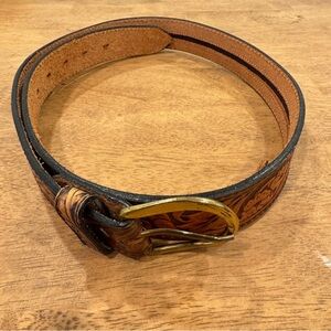 Silver Creek Leather Brown Belt Mens 38 Tooled Western Rodeo Cowboy